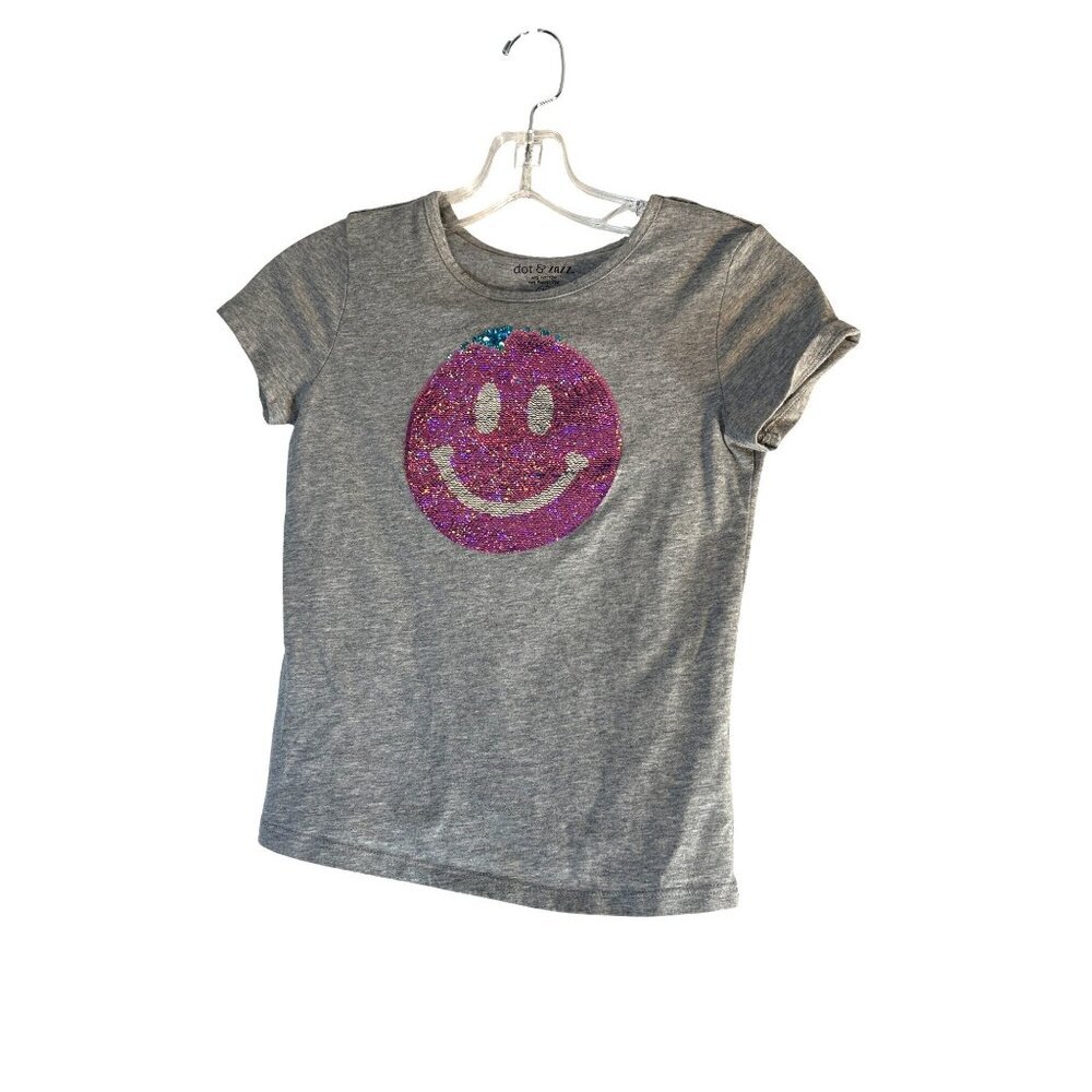 Dot & Zazz Girls Sequined Tee Gray/Pink/Silver/Blue Size M 8-10